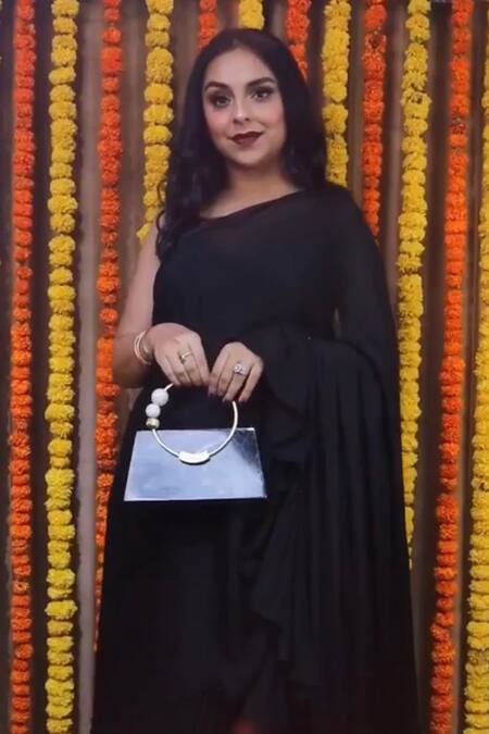 Quirky Tales_Black Resin Rectangle Shaped Handbag_Online_at_Aza_Fashions