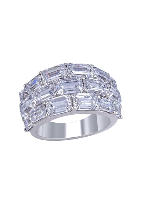 Shop DIOSA PARIS JEWELLERY Silver Plated Swarovski Zirconia Stone Ring at Aza Fashions Shop_DIOSA PARIS JEWELLERY_Silver Plated Swarovski Zirconia Stone Ring _at_Aza_Fashions