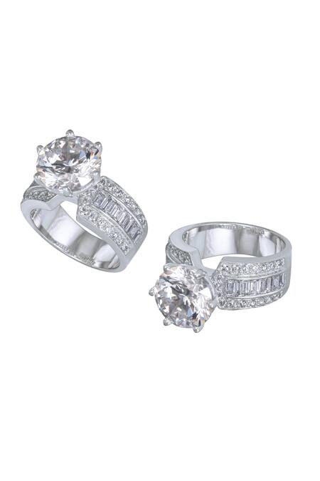 DIOSA PARIS JEWELLERY Silver Plated Swarovski Zirconia Stone Ring Single Pc Online at Aza Fashions DIOSA PARIS JEWELLERY_Silver Plated Swarovski Zirconia Stone Ring Single Pc _Online_at_Aza_Fashions