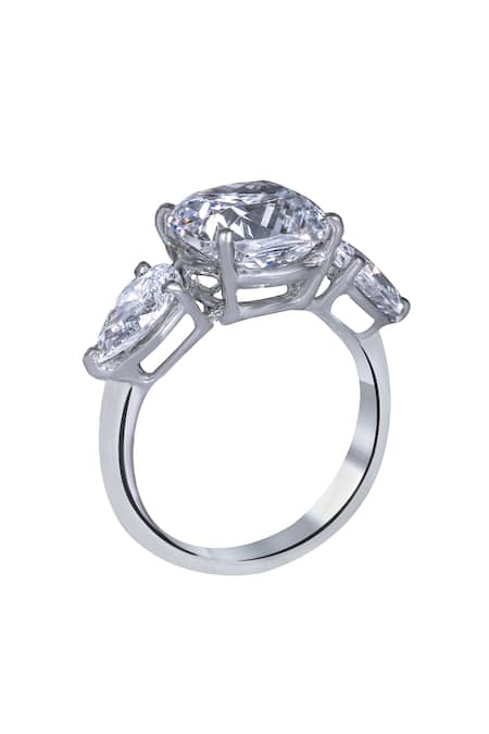 DIOSA PARIS JEWELLERY Silver Plated Swarovski Zirconia Stone Ring Single Pc 