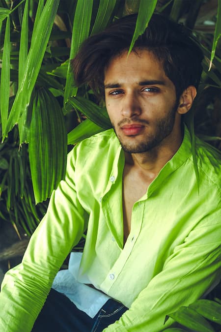 Buy_Runit Gupta_White Enzyme Washed Cotton Ombre Shirt _Online_at_Aza_Fashions