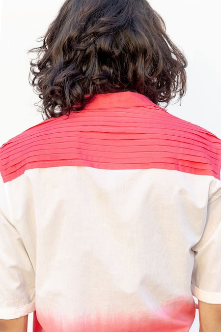 Runit Gupta_White Enzyme Washed Cotton Ombre Wrap Shirt_at_Aza_Fashions