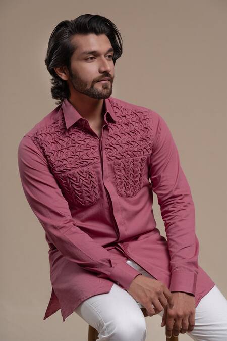Buy_Runit Gupta_Blue Cotton Tuxedo Shirt_Online_at_Aza_Fashions