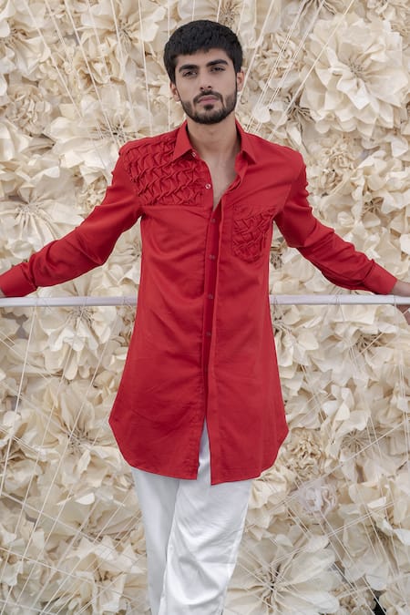 Runit Gupta Cotton Smocked Kurta 