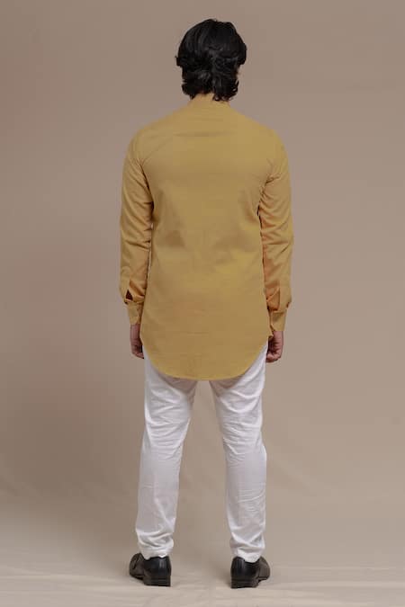 Shop_Runit Gupta_Beige Pure Cotton Smocked Kurta _at_Aza_Fashions