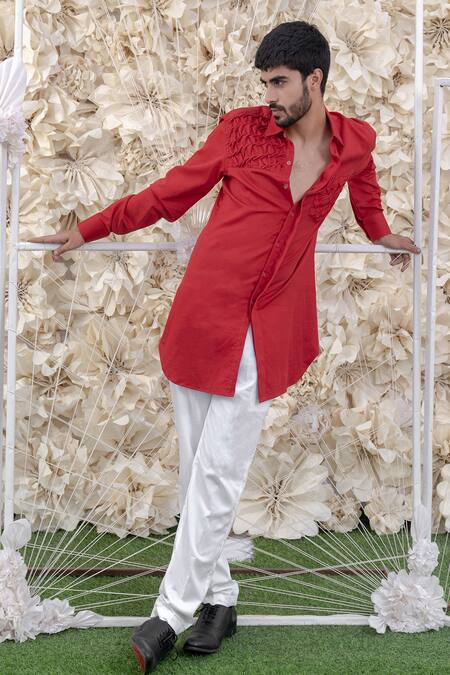 Runit Gupta Cotton Smocked Kurta & Pant Set 