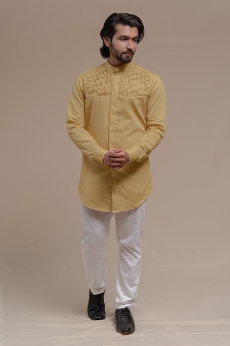 Runit Gupta Cotton Smocked Kurta & Pant Set 