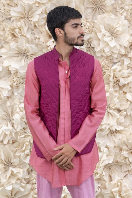 Runit Gupta Silk Quilted Nehru Jacket 