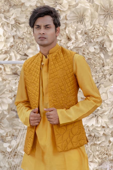 Runit Gupta Silk Quilted Nehru Jacket 