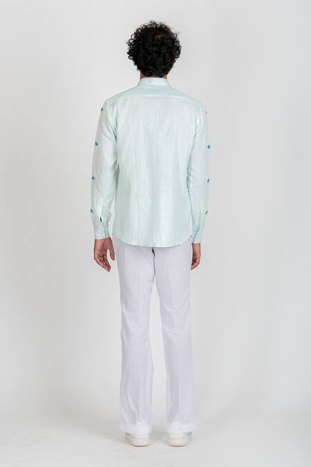Shop Runit Gupta White Cotton Linen Bead Work Embroidered Shirt at Aza Fashions Shop_Runit Gupta_White Cotton Linen Bead Work Embroidered Shirt_at_Aza_Fashions