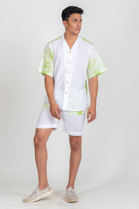 Buy_Runit Gupta_White Enzyme Washed Cotton Tie Dye Shirt_Online_at_Aza_Fashions