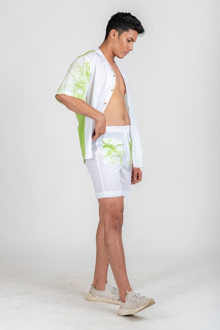 Shop_Runit Gupta_White Enzyme Washed Cotton Tie Dye Shirt_Online_at_Aza_Fashions