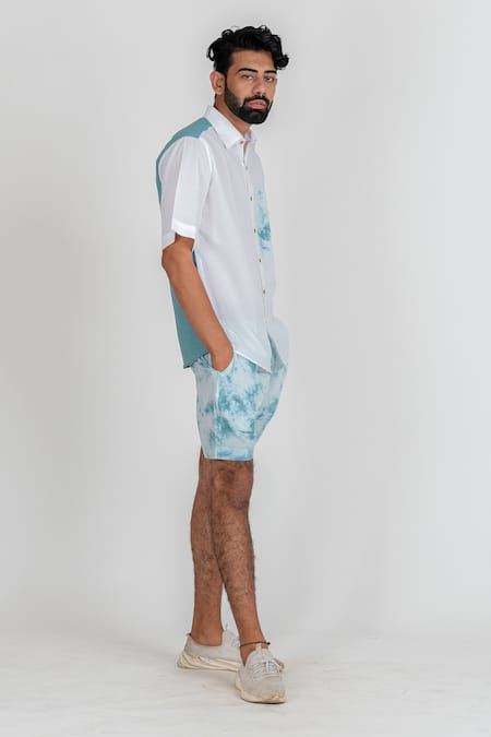 Runit Gupta_White Enzyme Washed Cotton Tie Dye Shirt _Online_at_Aza_Fashions