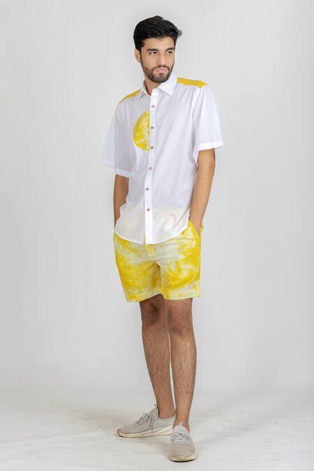 Buy_Runit Gupta_White Enzyme Washed Cotton Tie Dye Shirt_Online_at_Aza_Fashions