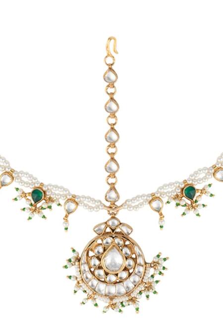 Riana Jewellery Gold Plated Bead Stone Mathapatti Online at Aza Fashions Riana Jewellery_Gold Plated Bead Stone Mathapatti _Online_at_Aza_Fashions