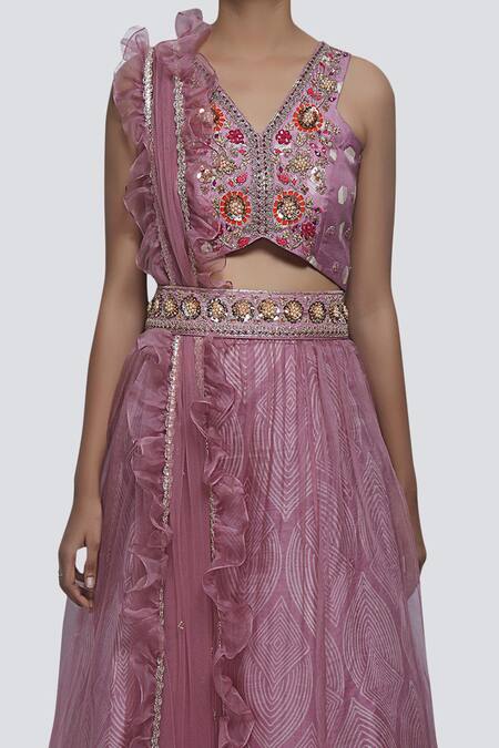Riraan Couture_Pink Embroidered Silk Lehenga Set _at_Aza_Fashions