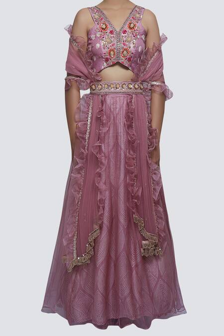 Buy_Riraan Couture_Pink Embroidered Silk Lehenga Set _Online_at_Aza_Fashions