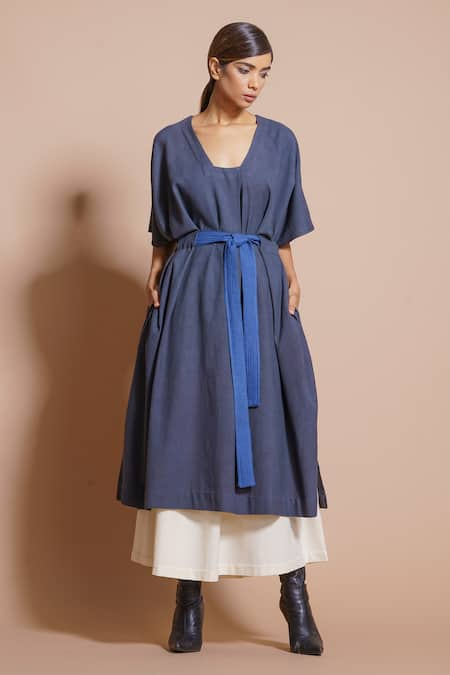 Stoique Kaftan Dress With Quilted Belt 