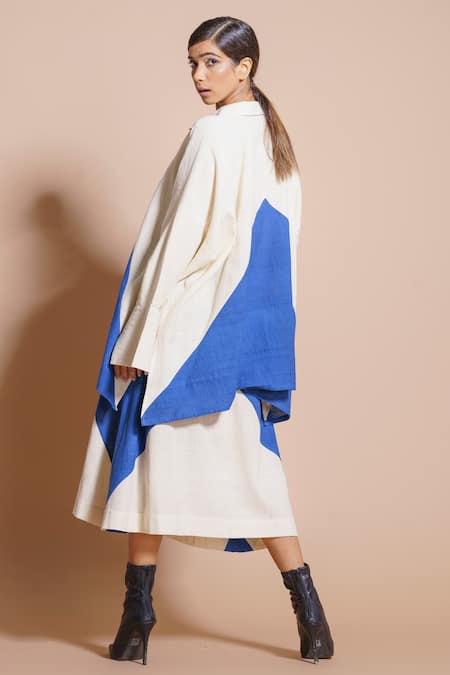 Stoique Handloom Cotton Colorblock A-line Skirt 