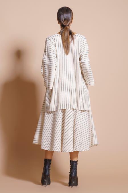 Stoique Stripe Print Flared Skirt 