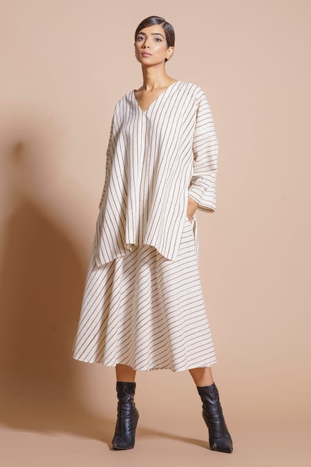 Stoique Stripe Print Oversize Top 