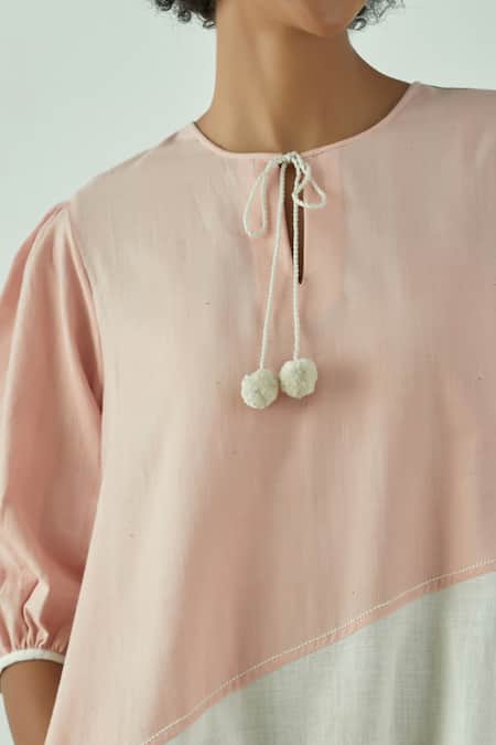 Buy_Madder Much_Multi Color Cotton Plain Round Risa Colorblock Dress _Online_at_Aza_Fashions