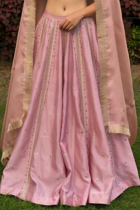 Shop Rashi Jain Pink Chanderi Scoop Neck Kyari Bridal Lehenga Set Online at Aza Fashions Shop_Rashi Jain_Pink Chanderi Scoop Neck Kyari Bridal Lehenga Set _Online_at_Aza_Fashions