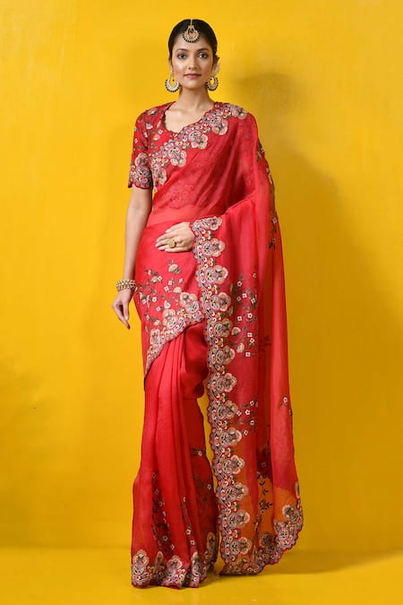 Rishi and Soujit Silk Organza Embroidered Saree 