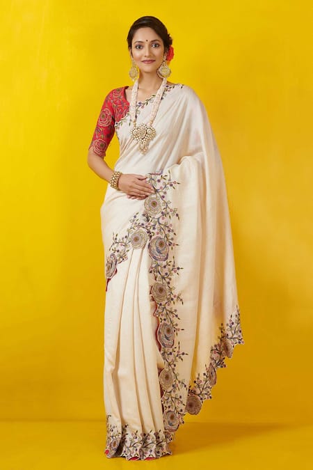 Rishi and Soujit Embroidered Saree with Blouse 