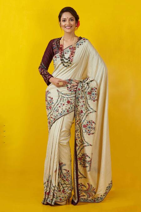 Rishi and Soujit Embroidered Saree with Blouse 
