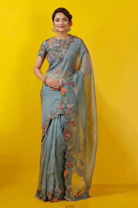 Rishi and Soujit Silk Organza Embroidered Saree 