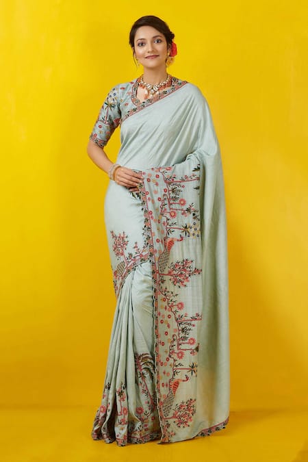 Rishi and Soujit Embroidered Saree with Blouse 