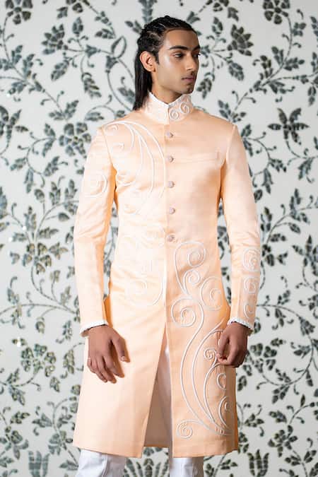 Rohit Kamra Jaipur Linen Silk Embroidered Sherwani 