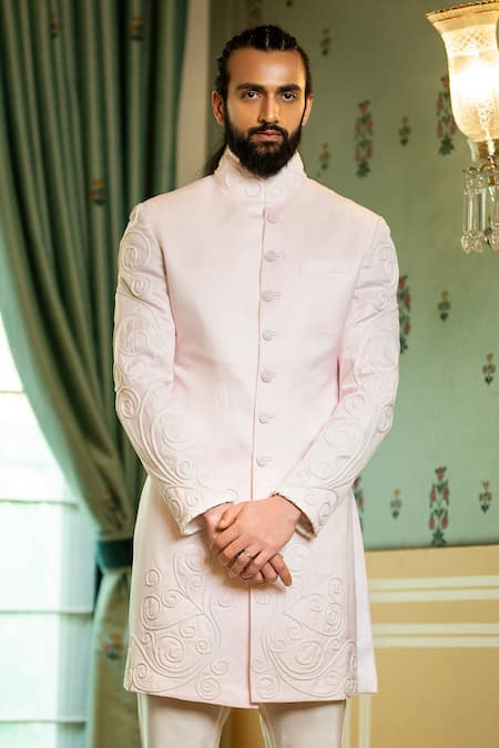 Rohit Kamra Jaipur Linen Silk Embroidered Sherwani 
