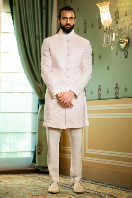 Rohit Kamra Jaipur Linen Silk Embroidered Sherwani 