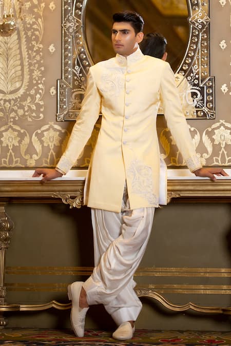 Rohit Kamra Jaipur Linen Silk Embroidered Bandhgala 