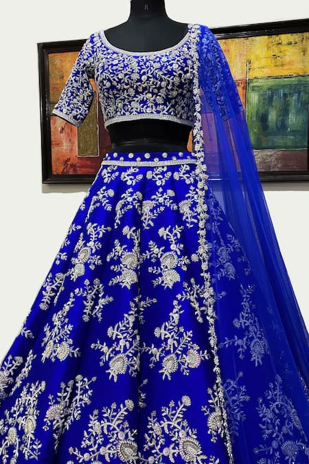 Classic Wear Royal Blue Tapeta Silk Bridal Lehenga Choli Designed With  Coding Work – Kaleendi