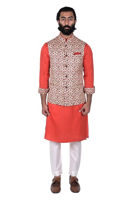 Buy Rohit Kamra Jaipur Beige Linen Printed Nehru Jacket Online at Aza Fashions Buy_Rohit Kamra Jaipur_Beige Linen Printed Nehru Jacket _Online_at_Aza_Fashions