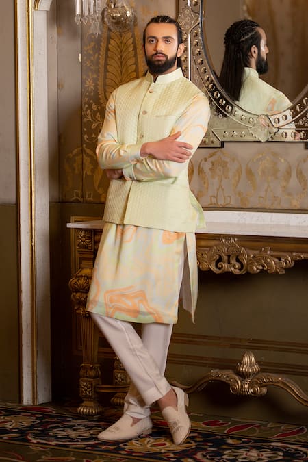 Rohit Kamra Jaipur Linen Silk Nehru Jacket 