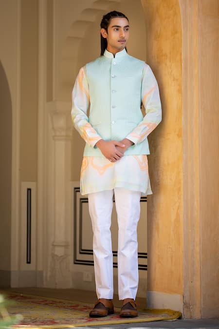 Rohit Kamra Jaipur Linen Silk Nehru Jacket 