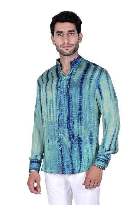 Rohit Kamra Jaipur Blue Silk Dyed Shirt Online at Aza Fashions Rohit Kamra Jaipur_Blue Silk Dyed Shirt _Online_at_Aza_Fashions