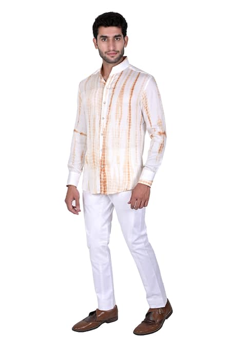 Shop Rohit Kamra Jaipur White Silk Dyed Shirt at Aza Fashions Shop_Rohit Kamra Jaipur_White Silk Dyed Shirt _at_Aza_Fashions