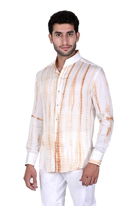 Rohit Kamra Jaipur White Silk Dyed Shirt Online at Aza Fashions Rohit Kamra Jaipur_White Silk Dyed Shirt _Online_at_Aza_Fashions