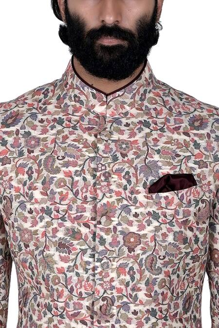 Buy Rohit Kamra Jaipur Beige Cashmere Cotton Silk Sherwani Set Online at Aza Fashions Buy_Rohit Kamra Jaipur_Beige Cashmere Cotton Silk Sherwani Set _Online_at_Aza_Fashions