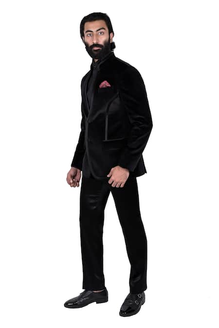 Shop Rohit Kamra Jaipur Black Velvet Tuxedo at Aza Fashions Shop_Rohit Kamra Jaipur_Black Velvet Tuxedo _at_Aza_Fashions
