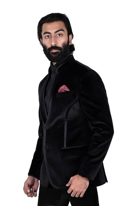 Rohit Kamra Jaipur Black Velvet Tuxedo Online at Aza Fashions Rohit Kamra Jaipur_Black Velvet Tuxedo _Online_at_Aza_Fashions