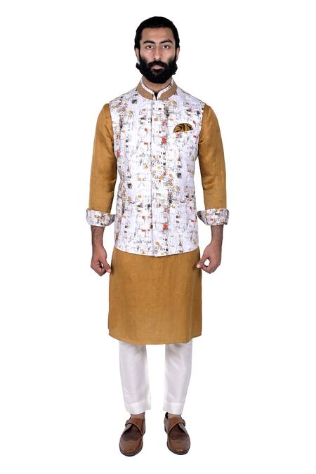 Buy Rohit Kamra Jaipur White Linen Silk Nehru Jacket Online at Aza Fashions Buy_Rohit Kamra Jaipur_White Linen Silk Nehru Jacket _Online_at_Aza_Fashions