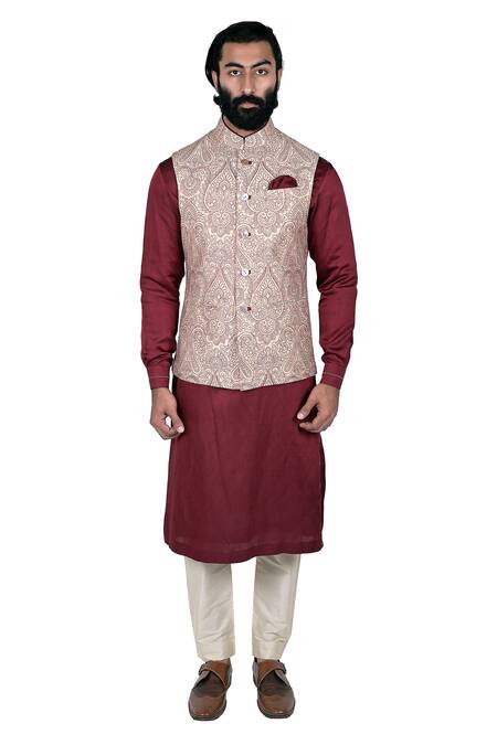 Buy Rohit Kamra Jaipur Beige Silk Brocade Embroidered Nehru Jacket Online at Aza Fashions Buy_Rohit Kamra Jaipur_Beige Silk Brocade Embroidered Nehru Jacket _Online_at_Aza_Fashions