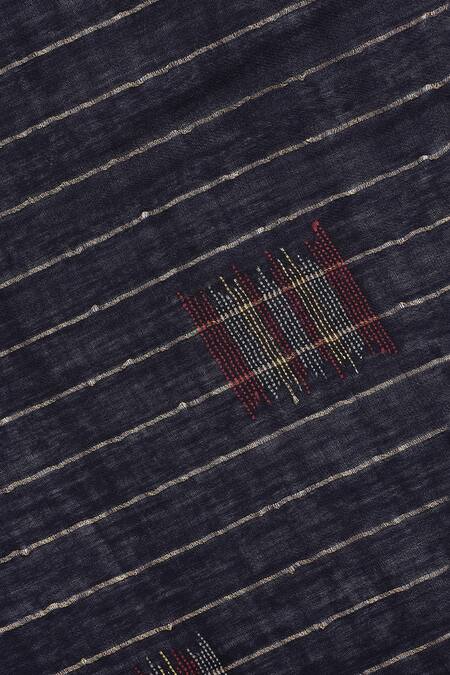 Shingora Blue Wool Lurex Stripe Pattern Stole at Aza Fashions Shingora_Blue Wool Lurex Stripe Pattern Stole _at_Aza_Fashions