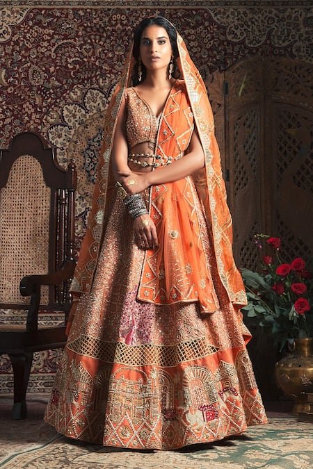 Rachit Khanna Embroidered Silk Bridal Lehenga Set 